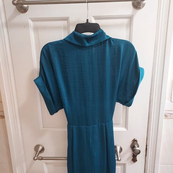 Steve Madden Turquoise Blue Alicia Ruched Tie Front Dress - Picture 6 of 7